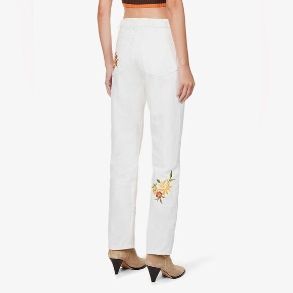 RARE! Reformation White Cynthia Straight Leg Mid Rise Denim Jeans - Picture 10 of 17